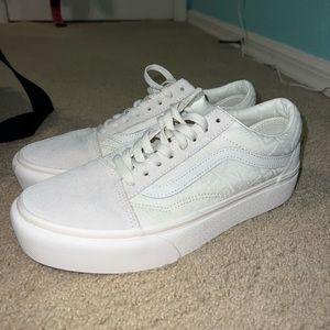 Worn maybe once. Old skool vans, size 8.5 men, 10 women.